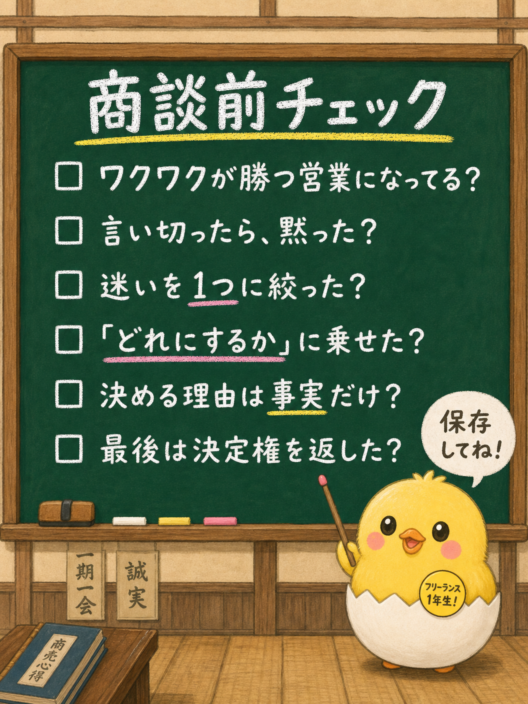 クロージング前チェックリスト